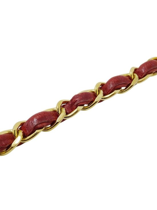 Chanel Belt Chain Leather Red Gold CC Logo main image 8